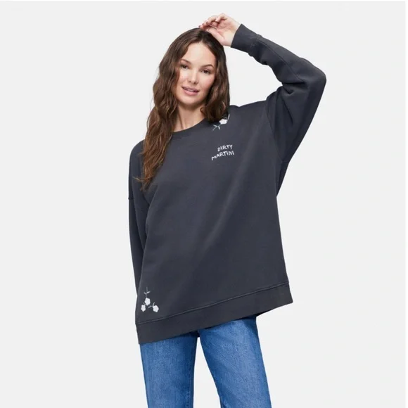 NEW Wildfox Dirty Martini Roadtrip Sweatshirt | Pirate Black Small - Picture 2 of 10